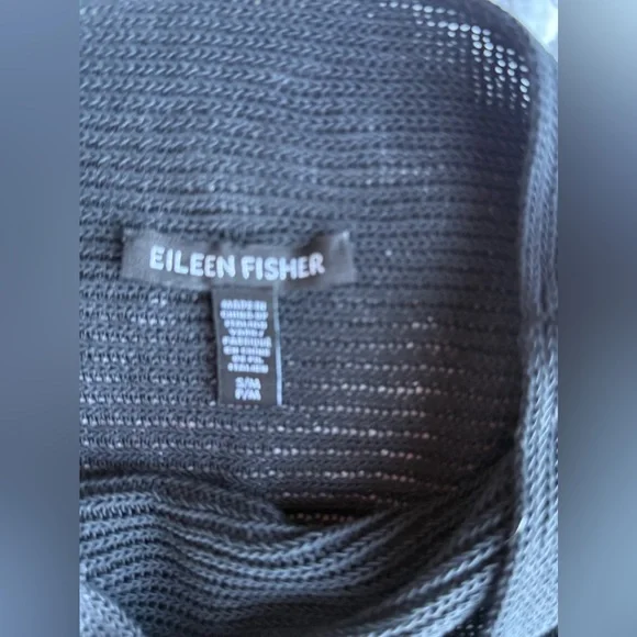 Eileen Fisher Organic Linen Cotton Funnel Neck Box-Top in Black Size S/M - Picture 10 of 12